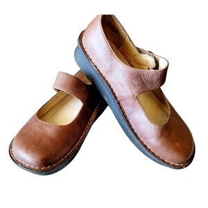 Alegria Brown Leather Mary Jane Shoes Size 39 Comfort Shoes
